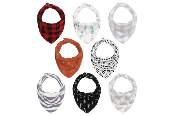 8pc The Peanutshell Cotton Bandana Feeding Teething Baby Adjustable Bib Set