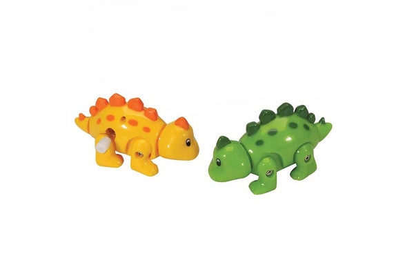 2x Fumfings Novelty Clockwork Dinosaurs 8cm Classic Prank Toys Children Assort