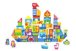 80pcs Tooky Toy Marine Seaside Ocean Themed Creative Building Blocks Set 24m+