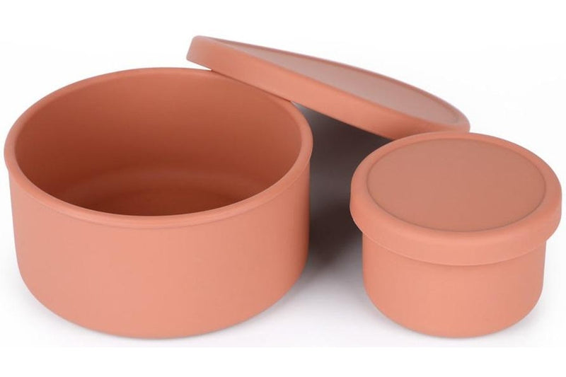 Haakaa: Round Silicone Food Container Set - Rust