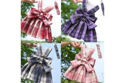 Ozstock Cute Small Dog Skirts Summer Spring Plaif Pleated Dress Bow Chihuahua Clothes