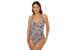 Gorgeous Womens/Ladies Zebra Print Non-Padded Tankini Top (Brown/Pink) (32E)