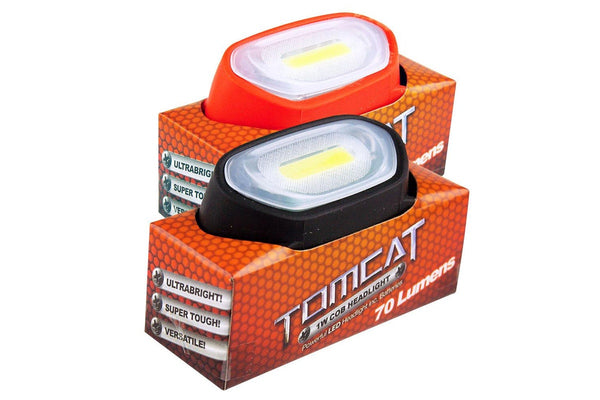 2x Tomcat 1W COB Head Lamp LED Light 70 Lumens Headlight w AAA Batteries Assort