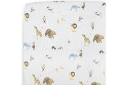 Little Unicorn: Muslin Fitted Cot Sheet - Party Animals