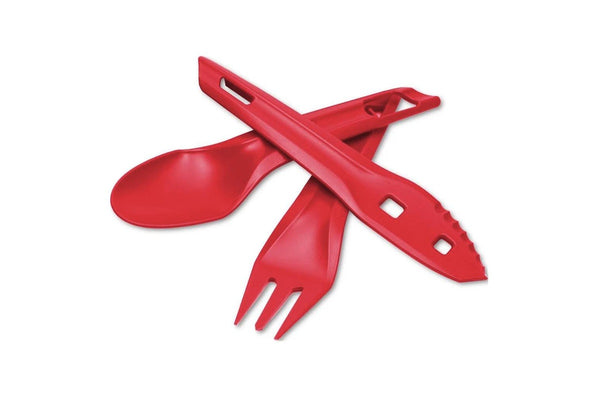 Wildo Ocy Chow Outdoor Cutlery Kit Spoon Knife Fork Camping Utensils Raspberry