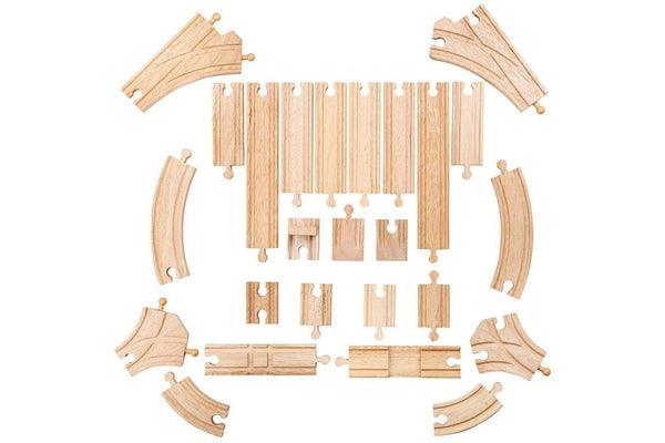 25pc Bigjigs Rail Low Level Track Expansion Pack Wooden Toy Railway Accessory 3+