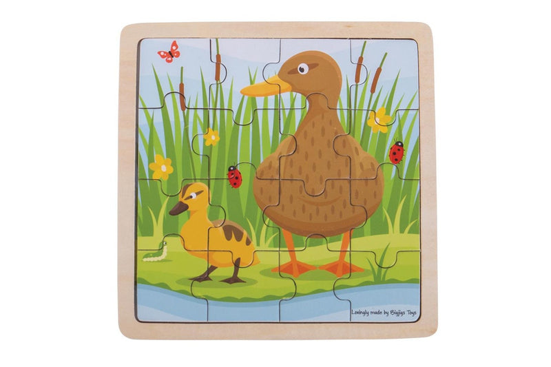 16pc Bigjigs Toys 18cm Duck & Duckling Jigsaw Puzzle Kids Fun Wooden Toy 2y+