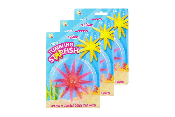 3x Fumfings Novelty Sticky Tumbling Starfish 18cm Underwater Toys 3y+ Kids Asst