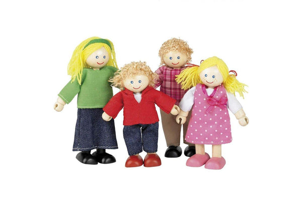 4pc Tidlo Doll Family 3 Figure 12cm Wooden Toy Set Kids Fun Pretend Play 3+