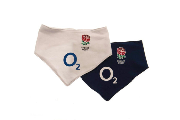 England RFU Baby Crest Bib (Pack of 2) (White/Navy Blue) (One Size)