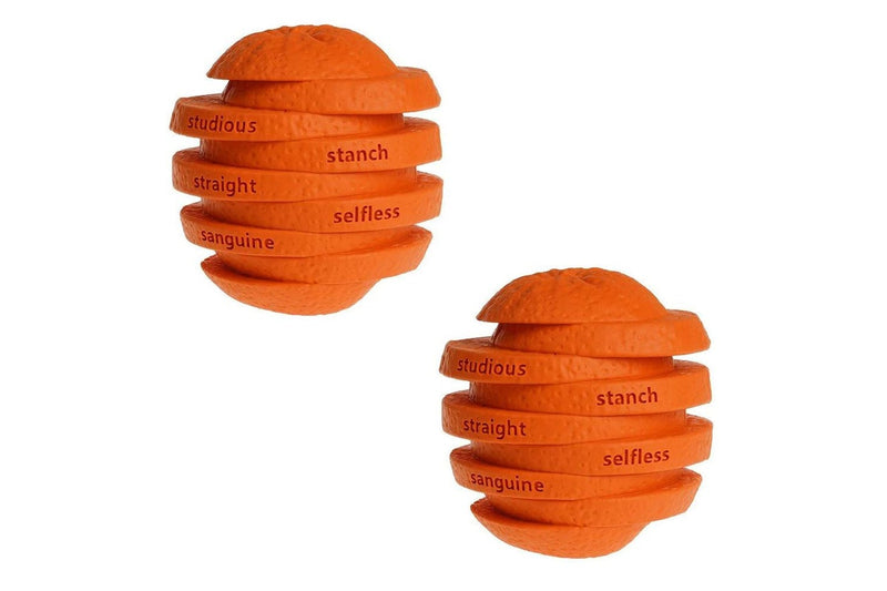 2x Petopia Ultra Tough Rubber Zesty Orange Dog Toy Chew Treat Reward Dental Sml