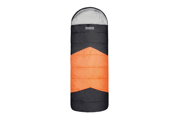 Wildtrak Bremer 230x90cm Hooded Jumbo Sleeping Bag Camping Sleeper Orange Black