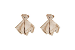 2x Urban Bear 31cm Comforter Baby Infant Cuddle Blanket w Animal Plush Toy Beige