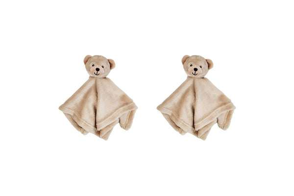 2x Urban Bear 31cm Comforter Baby Infant Cuddle Blanket w Animal Plush Toy Beige