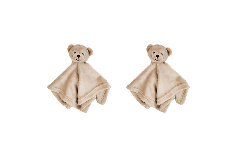 2x Urban Bear 31cm Comforter Baby Infant Cuddle Blanket w Animal Plush Toy Beige