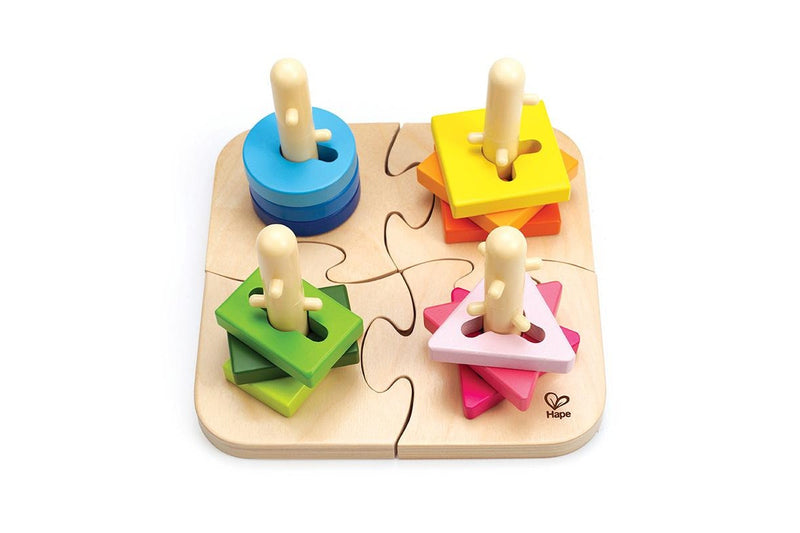 16pc Hape Creative Peg Puzzle Shapes Toddler Educational Wooden Toy Game 18m+