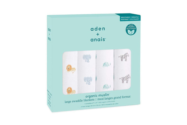 4PK Aden Anais Animal Kingdom 120cm Organic Muslin Swaddle Baby Sleeping Blanket