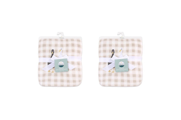 2x Little Haven Applique Goose Gentle Cozy Comfort Style Baby Blanket 101cm