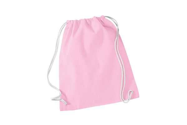 Westford Mill Cotton Gymsac Bag - 12 Litres (Pack of 2) (Classic Pink/White) (One Size)