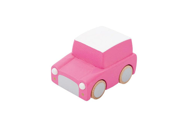 Kiko & gg Kuruma 9cm Car Vehicle Kids Children Fun Wooden Pull Back Toy Pink 3y+