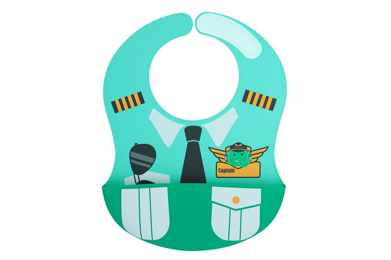 Marcus & Marcus Little Pilot Wide Bib Food Catcher Baby Toddler 6m+ Ollie Aqua