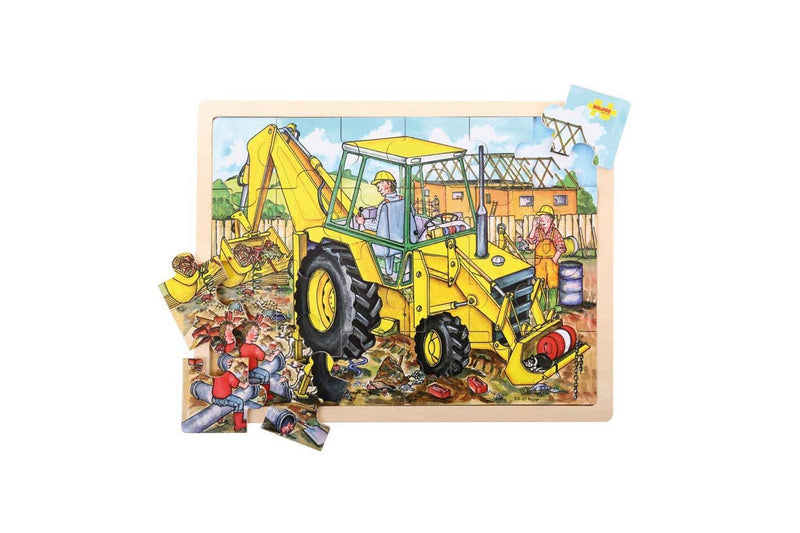 24pc Bigjigs Toys 43cm Large Tray Puzzle Digger Kids Children Wooden Toy 3y+