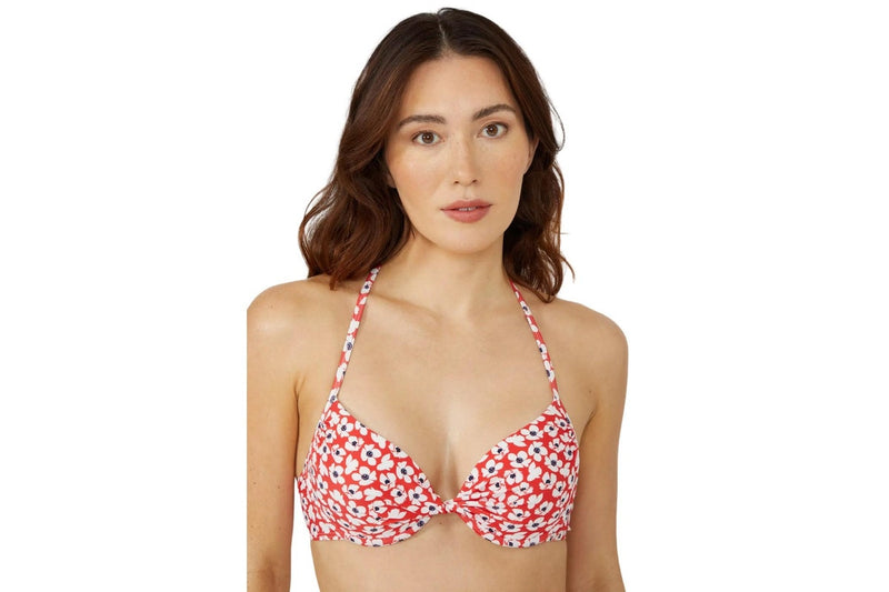 Debenhams Womens/Ladies Ditsy Print Underwired Bikini Top (Red) (32D)