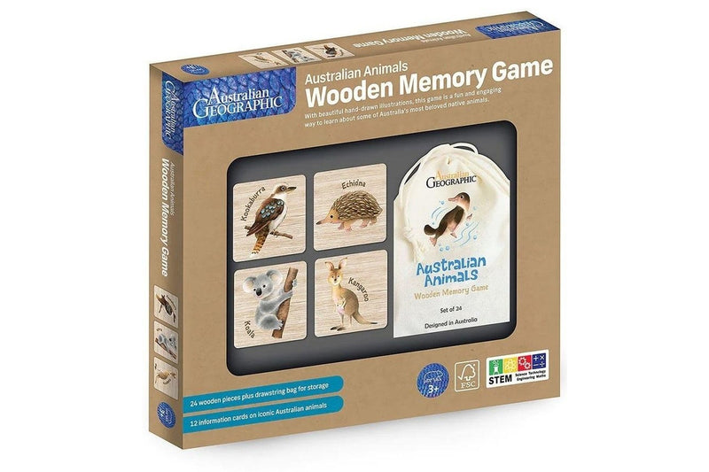 Australian Geographic: Australian Animals Wooden Memory Game