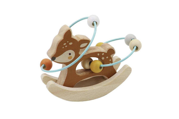 Kaper Kidz Woodland Deer Bead Maze On Rocking Base Children's Wooden Toy 18m+