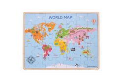 35pc Bigjigs Toys 43cm World Map Jigsaw Puzzle Kids Wooden Learning Toy 3y+