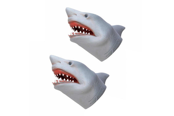 2PK Schylling Stretchy Shark Hand Puppet Kids Fun Pretend Role Play 15cm Toy 5y+