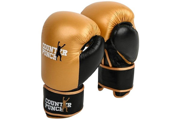 Counterpunch Premium Leather Boxing Gloves - Gold / Black - 12oz