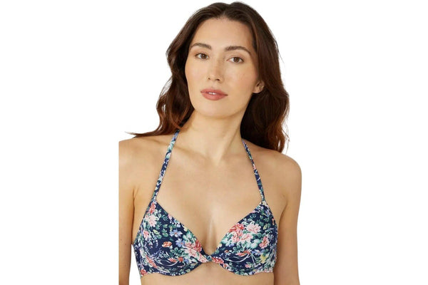 Debenhams Womens/Ladies Floral Underwired Bikini Top (Navy) (32D)