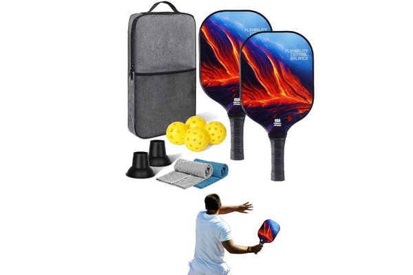 Fiberglass Pickleball Game Set 2 Pcs Pickleball Paddles with 4 Balls Style 1