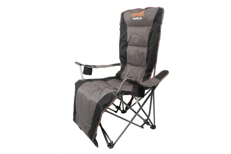 Wildtrak Hamelin 146cm Camp Lounger Outdoor Camping Reclining Chair Grey/Black