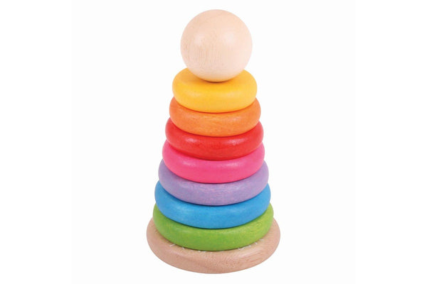 9pc Bigjigs Toys 17cm First Wooden Rainbow Stacker Kids Educational Toy 12m+