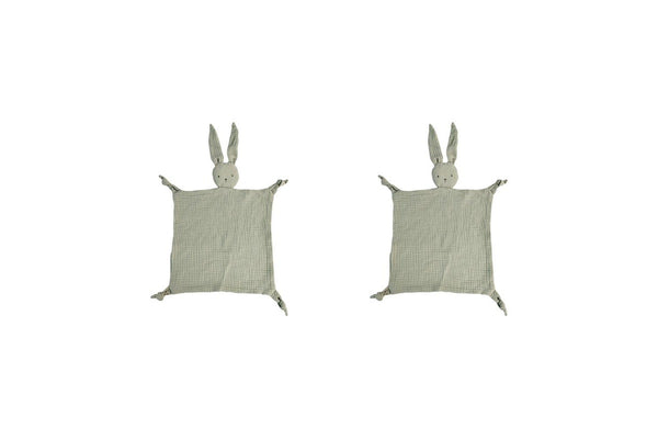 2x Urban Bubsy Bunny Cotton Muslin 30cm Comforter w Plush Baby Infant Toy Sage