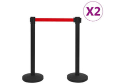 Stanchions with Belts 4 pcs Airport Barrier Iron Black vidaXL