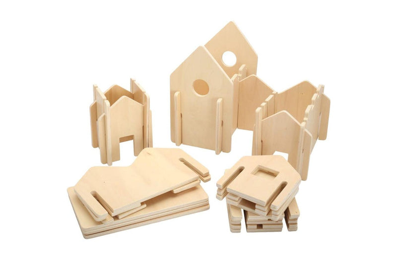 28pc Freckled Farm The Happy Architect Kids Wooden Toy Play Build Natural 2+