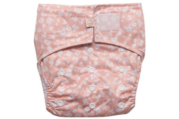 Nestling: Sassy SIMPLE Nappy Complete - Dusty Pink Floral (One Size)