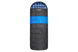 Wildtrak Kalgan 220x80cm Hooded Sleeping Bag Thermal Camping Sleeper Blue Black