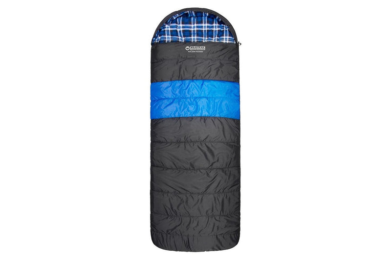 Wildtrak Kalgan 220x80cm Hooded Sleeping Bag Thermal Camping Sleeper Blue Black