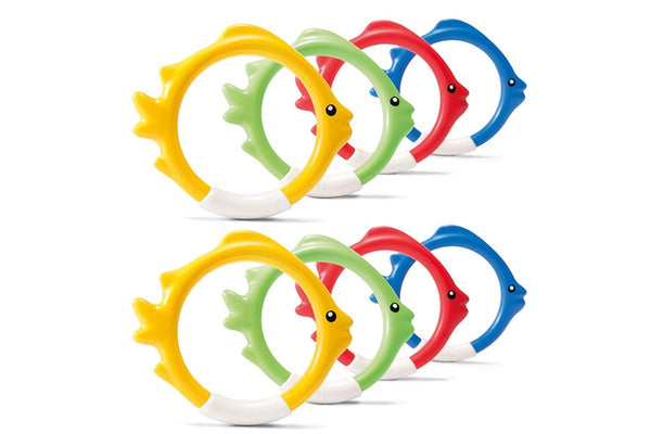 8pc Intex Underwater Sinking Fish Rings 6m+ Kids Swim Pool Diving Toys Water Fun