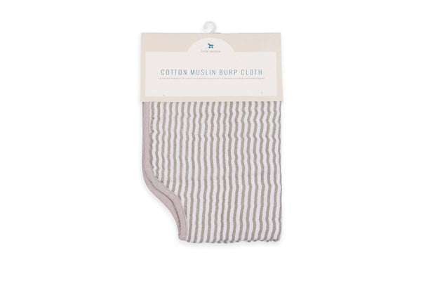 Little Unicorn: Muslin Burp Cloth - Grey Stripe