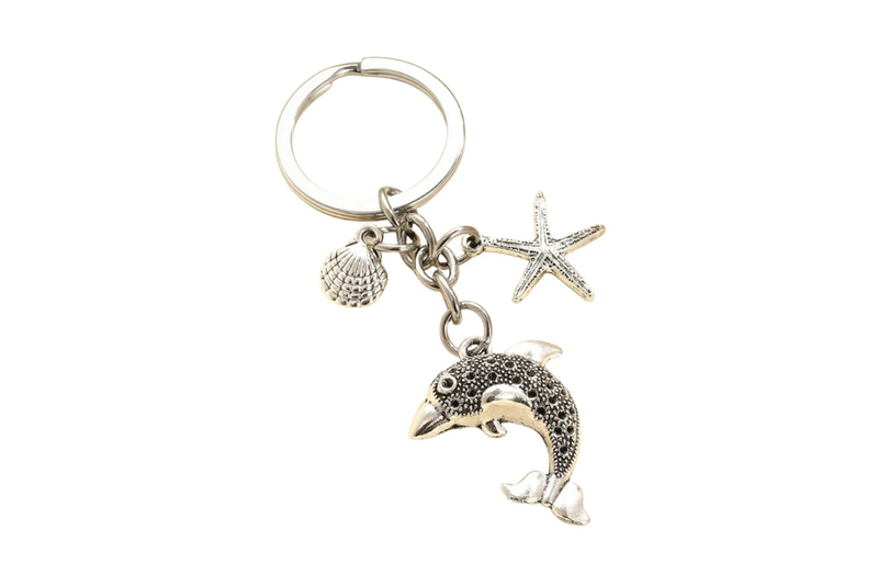 20Pcs Dolphin & Starfish Shell Charm Keychain Keyrings Charms & Pendants