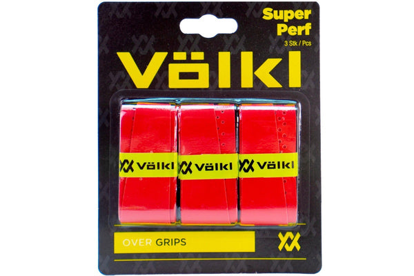 Volkl Super Perf Over Grip Overgrip Tennis Squash Badminton - 3 Pack - Red