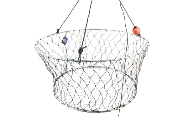 Fishteck Round 60cm Crab Net Basket Storage Fishing Container w Wire Base Black