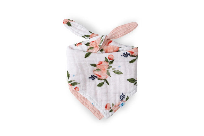 Little Unicorn: Reversible Muslin Bandana Bib - Watercolour Roses