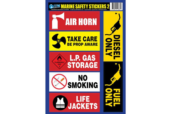 AFN Marine Safety UV Vinyl Boat Warning Stickers 2 Danger Sign Adhesive Decals