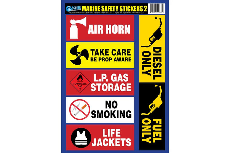 AFN Marine Safety UV Vinyl Boat Warning Stickers 2 Danger Sign Adhesive Decals